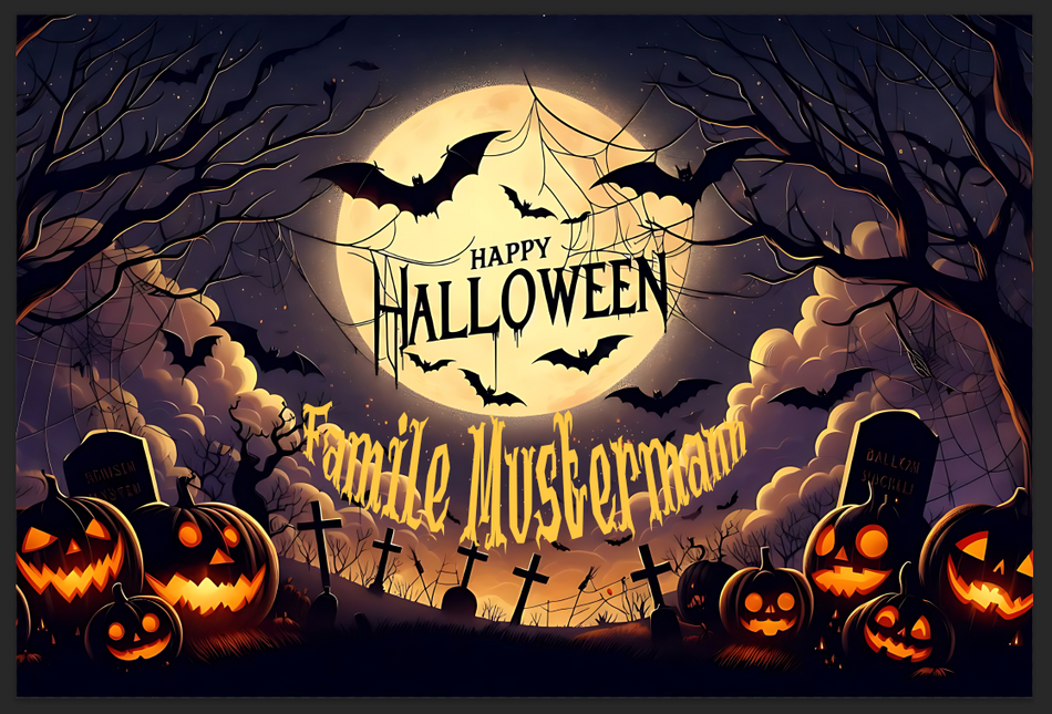 Fußmatte Halloween im gruseligen Vollmond-Design mit Namen personalisierbar