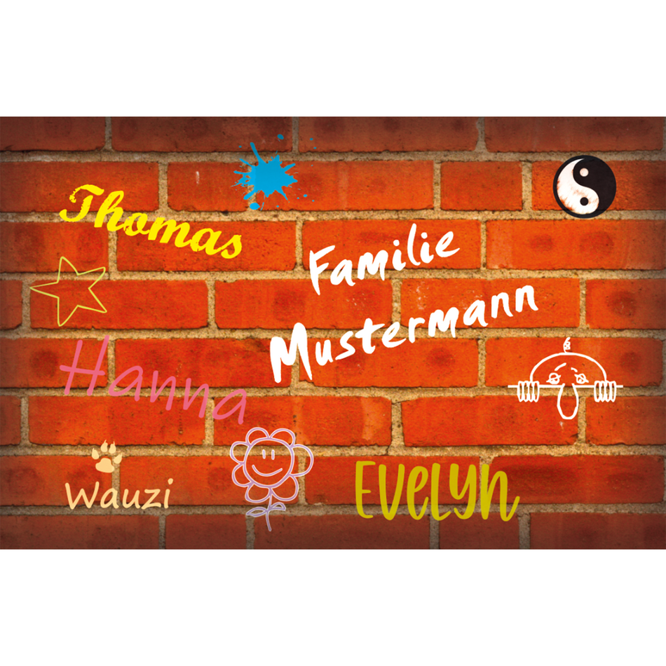 Fußmatte Ziegelmauer Familienpersonalisierung