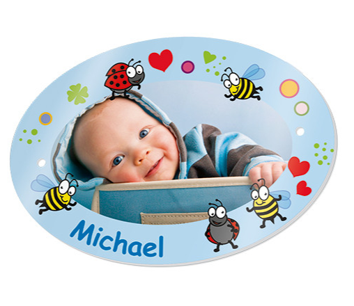 Türschild Oval aus Kunststoff mit Foto, Logo und Text personalisierbar